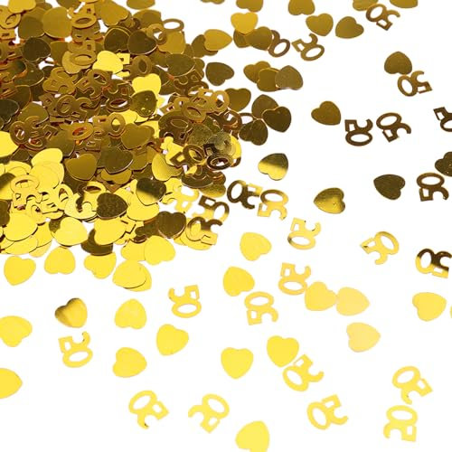 VIKY® Konfetti Gold Herzen, Goldene Hochzeit Deko, Glitzer Konfetti Hochzeit Deko Goldene Hochzeit 50, Streudeko Hochzeit Gold Deko, Confetti Tischdeko Gold Geburtstag, Jubiläum, Valentinstag Party