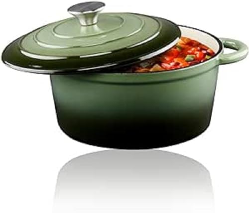 alpina Cocotte en Fonte avec Couvercle - Poêle ⌀ 24 cm - Toutes Sources de Chaleur - Vert