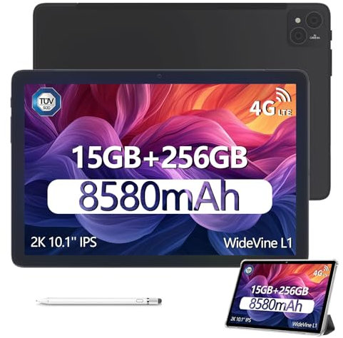 DOOGEE T10 Pro Tablet 10,1 Zoll FHD+ mit 15 GB RAM + 256 GB ROM (1 TB erweiterbar), 8580 mAh Akku