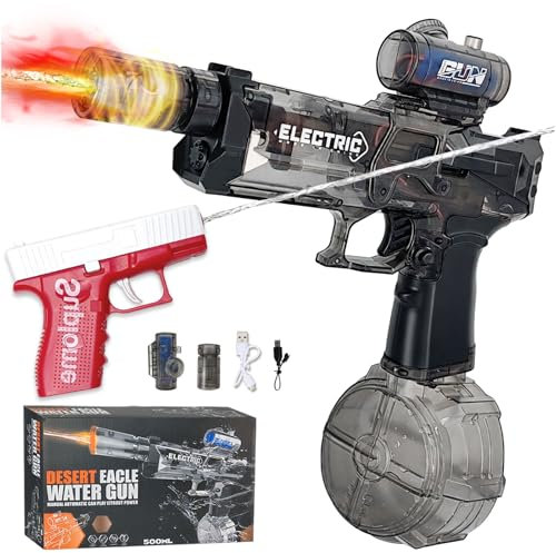 Electric Water Gun,Automatic Water Gun Pistols for Kids Adults,Long Range Motorized Water Guns with Multifunctional Lighting Effects,Water Pistols for Boys Girls Outdoor Beach Pool Party Machine Toy