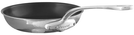 Mauviel M'Elite Poêle Inox Martelé Poli 5 Plis Manche Fonte Inox 28 cm Fabrication Française