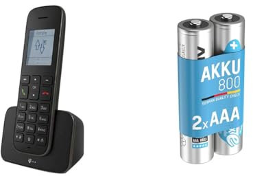Telekom Sinus 207 Schnurlostelefon Schwarz Grafik-Display Strahlungsarm NEU OVP & ANSMANN Telefon Akku AAA 800 mAh NiMH 1,2 V (2 Stück) - DECT Phone Micro AAA Batterien