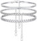 FindChic 3 Stück klassische Strand Knöchel Ketten Edelstahl Schlangenkette Panzerkette Tennis Fußkettchen Verstellbare Fuß Schmuck Set für Damen Mädchen, Silber