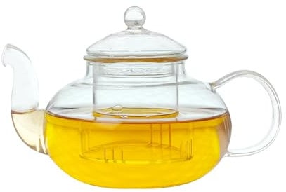 Clear Glass Teapot with Infuser, Stovetop Safe Teapot, Home Brewer for Flower Tea and Loose Leaf Tea T-P-6 (1000ml/34oz)
