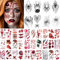 38 Blatt Halloween Tattoos, Realistisch Spinnweben Zombie Vampir Teufel Wunden Narben Tattoo, Halloween Kostüm Damen Herren Gruselig Gesicht Aufkleber, Kinder Erwachsene Horror Kunstblut Sticker