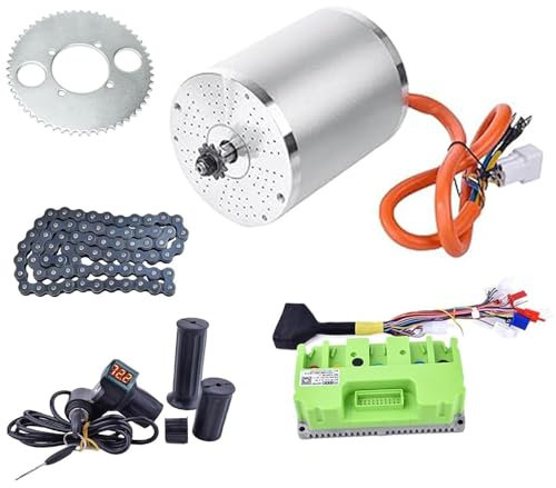 Kunray 48V 2000W Electric Go Kart Motor 4300RPM, Electric Brushless DC Motor with Temperature Sensing, Fardrive Controller 45A, Electric Dirt Bike Motor for Scooter Motorcycle Razor Upgrade Kit