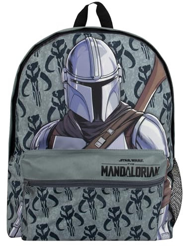 Star Wars Rucksack | Schulranzen Jungen | Mandalorian Rucksack Kinder | Schulrucksack Jungen | One Size Grau