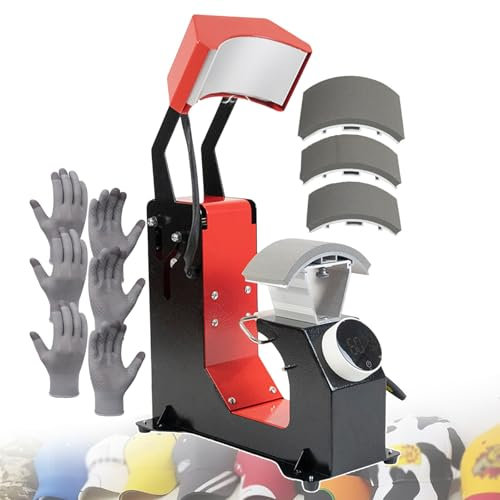forplubossmmp Máquina De Transferencia Térmica Automática para Gorras De 310W | Máquina De Estampación En Caliente para Gorras Máquina De Planchado por Sublimación De Gorras con 3 Placas Y 3 Guantes