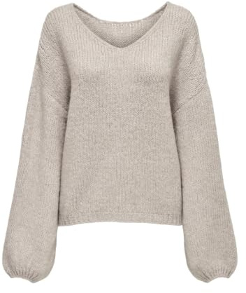 JDY Damen Strickpullover V-Ausschnitt Langarm Tiefe Schultern Weich Regular Fit