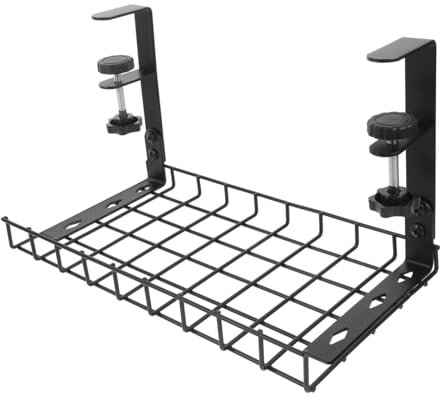 CRILSTYLEO No Drill Under Desk Cable Management Tray Sturdy Wire Organizer for Desk Cable Storage Ideal for Office and Gaming Setup Sleek Design for Stand Up Desks
