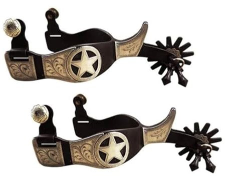 MDFCZXP 1 Paar handgemachte Westernsporen wunderschön Geschnitzte antike Reitsporen,Braun,8cm