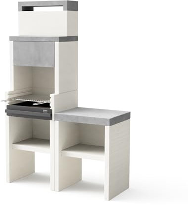 MAESTRO FERRETERO Tuozi - Pack 20 VENIT Flex - Outdoor Küche VENIT Flex Plus HOTTE - Modularer Grill mit Edelstahl-Grill, Spüle und Lagerregal (118 x 47 x 185 cm)