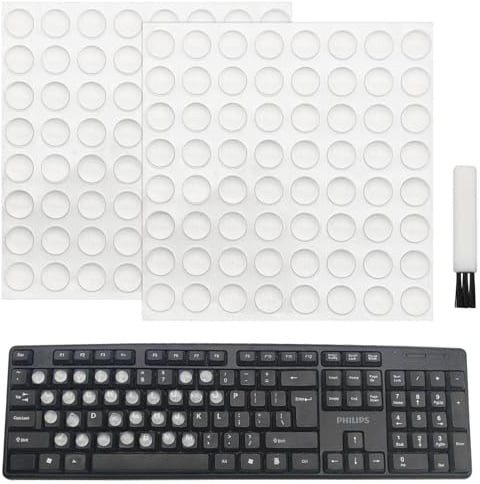 128 Pcs Silicone Nail Art Typing Stickers, with Cleaning Brush, Long Nail Keyboard Cover, Reusable Adhesive Protective Nail Stickers for Laptop,PC,Desktop,Keyboard Bubbles for Long Nails，Hemispherical