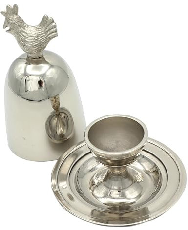 LivuX Eierhalter Hahn aus vernickeltem Aluminium – Edle Deko für Frühstückstisch & Küche – 16 cm hoch, 12 cm breit – Stilvoller & besonderer Eierständer 1036