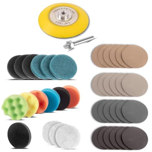 STAHLWERK Scheinwerfer Reparatur Set 41-teilig Polierset für Akkuschrauber inklusive Schleifpads und Polierschwämmen zur professionellen Aufbereitung von trüben, matten und blinden Scheinwerfern