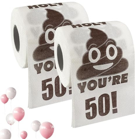 Humorous 50th Birthday Decorations & Gag Loo Roll - 2 Rolls You're 50 Printed Novelty Toilet Paper for Him,Her | 50th Birthday Novelty Toilet Paper Gifts | 3-Layer Prank Surprise Decor,Party Supplies