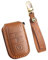 WUZUTU Étui de clé de voiture en cuir compatible avec Kia Sportage Sorento Carens Picanto JA GT Line X-line Télécommande avec porte-clés 3 boutons Marron