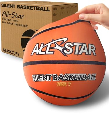 ALLINCOZY Covered Silent Basketball, Fabric Cover Soft Foam Airless Basketball, High Bounce, Noise-Free Training Ball, Gifts Packaging, Safe for Indoor Activities
