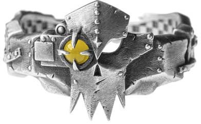 Starforged Warhammer 40 K Ring aus Gork und Mork Greenskins Orkz Silberring Zubehör Schmuck, 14.2 mm x 23.7 mm, Metall, Kein Edelstein