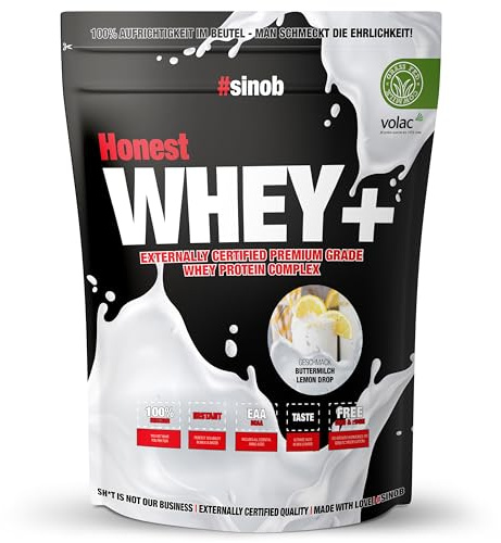 #sinob Honest Whey Buttermilch Lemon Drop 820 g | Whey Protein Pulver | Aus irischer Weidemilch | Mit Sonnenblumenlecithin statt Sojalecithin