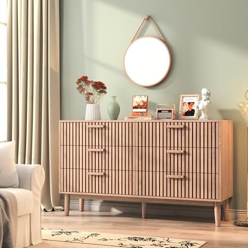 HFASD Commode avec 6 tiroirs, buffet de 100 cm de large, en bois, pour chambre à coucher, salon, couloir, bureau, organiseur, 100 x 34 x 73 cm