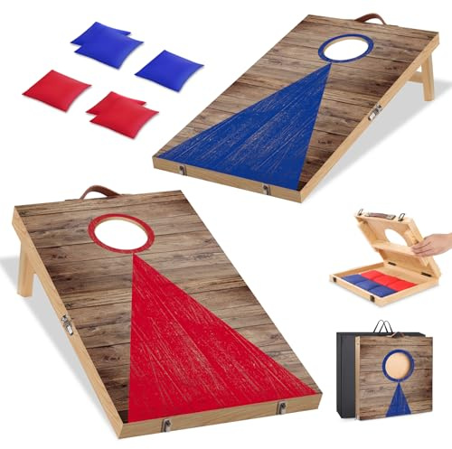 NZQXJXZ Set da Gioco per Cornhole, 60x40cm Tavole per Fori per Mais Premium