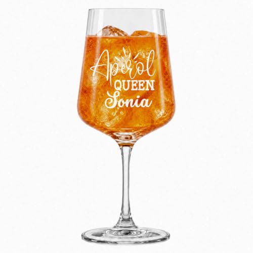 Aperol Queen Glas mit Name - Personalisiertes Weinglas mit Gravur | Aperol Glas mit Wunschname | Geschenk Freundin Geburtstag Muttertag | Lasergravur | Spülmaschinenfest | Made in Germany