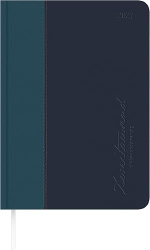 Buchkalender Premium Water türkis-blau A5 2027: Tagesplaner A5 (15x21 cm) mit 1 Tag pro Seite, Tucson-Einband, Monatsregister, Zeiteinteilung 7-22 Uhr & Notizbereich für Arbeit & Studium