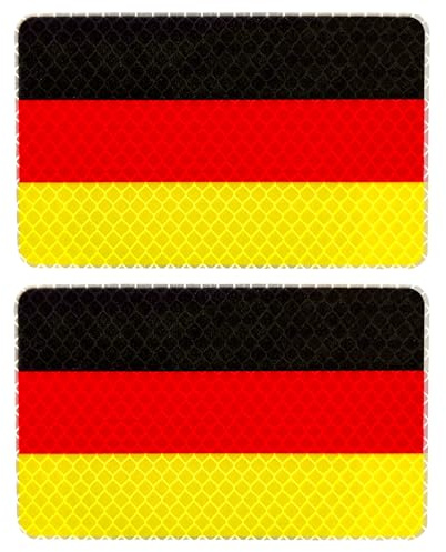 Auto Aufkleber Deutschland Flagge, 2 Stück PVC Reflektierender Aufkleber, Deutsche Flagge Stickers für Stoßstange, Fenster, Wohnmobil, Laptop
