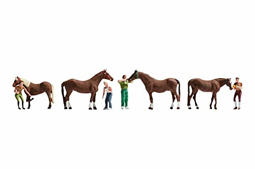 NOCH Pferdepflege Figuren-Set, detailreiche H0 Modelle, ideal für ländliche Szenen in Spur H0