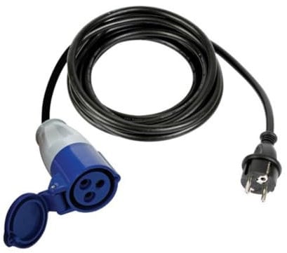 Perel Câble Adaptateur, H07RN-F 3G1.5, 3 m, 16 A/230 V, 3680 W, Type E/F vers CEE, Usage intérieur et extérieur, Caoutchouc, Noir