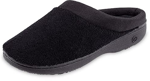 Isotoner dam Terry And Satin Slip On Cushioned Slipper With Memory Foam For Indoor/Outdoor ComfortToffel