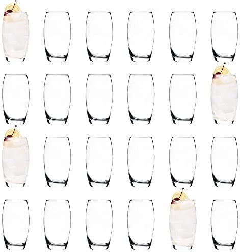 Argon Tableware Highball Glasses Set of 24-510ml 'Tondo' Modern Hiball Drinking Glassware Tumblers Dishwasher Safe Drinking Cups for Water, Juice, Cocktails