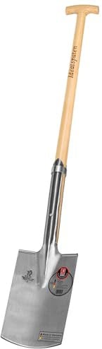 IDEAL-Rode- oder Baumschulspaten | zum Ausgraben kompletter Wurzelballen & Setzen von Bäumen | feinpolierter Doppelfederspaten mit Verstärkungsring, selbstschärfend, mit Tritt, Eschen-T-Stiel 85 cm