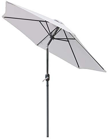 Greenbay 2.5M Round Garden Parasol Umbrella Patio Outdoor Sun Shade Aluminium Crank Tilt Mechanism Cream