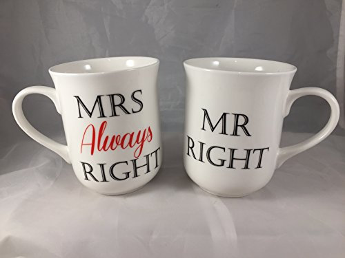 FINE China Set of 2 Mugs MR Right and MRS Always Right