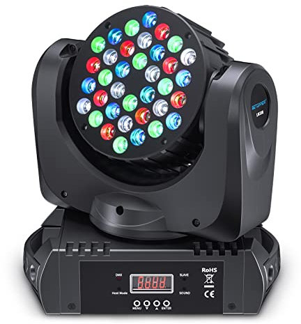BETOPPER Moving Heads Licht LED Discolicht Partylicht Spot Bühnenbeleuchtung 36×3W RGBW mit 9/11 Kanal DMX-512 für Weihnachten DJ Bar Geburtstag Disco Hochzeit