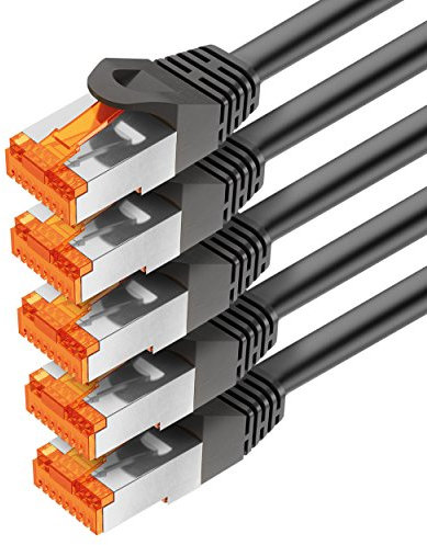 mumbi LAN Kabel 0,5m CAT 6 Netzwerkkabel geschirmtes F/UTP CAT6 Ethernet Kabel Patchkabel RJ45 0,5Meter, schwarz (5er Set)