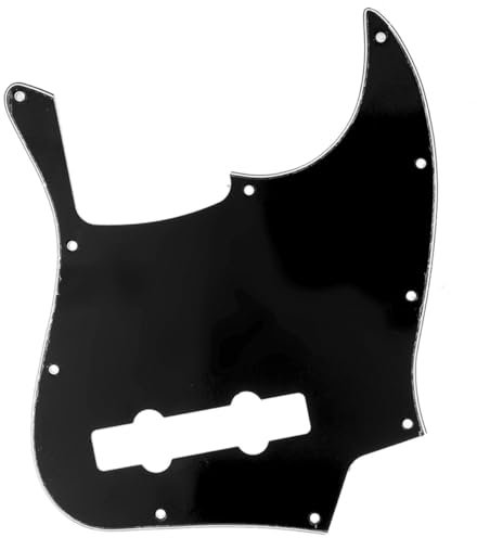 Musiclily Pro 5-Saiter 10 Löcher J Bass Pickguard JB-style Schlagbrett für Fender Mexican Jazz Bass,3 lagig Schwarz