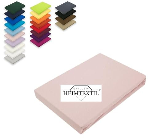 EXKLUSIV HEIMTEXTIL Marke Jersey Spannbettlaken 120 x 200 cm 100% Baumwolle Öko - Tex Zertifiziert, Markenqualität, Matratzenhöhe bis 25 cm, Rosa