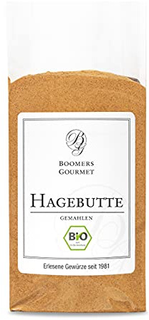 Boomers Gewürze - BIO Hagebuttenpulver 130g Nachfüllpack, fein gemahlen | Gemahlene Hagebuttenschalen, reich an Vitamin C – für Müsli, Joghurt, Smoothies & Tee, zum Nachfüllen der Dose