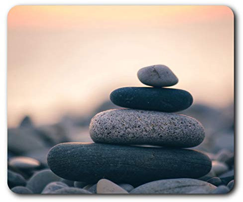 Destination Vinyl Ltd Stacked Zen Stones Pebble Beach Yoga Mouse Mat Pad Computer PC Laptop Gaming Office Home Desk Accessory Gadget 16982