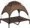 PawHut Erhöhtes Hundebett mit Baldachin, Haustierbett, Hundeliege Outdoor mit Dach, Atmungsaktiv, Taftstoff für Camping Kaffee 92 x 76 x 90 cm
