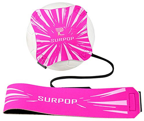 Fußball-/Volleyball-/Rugby-Trainer, Fußball-Kick-Wurf-Solo-Trainingshilfe, Kontrollfähigkeiten, verstellbarer Taillengürtel für Kinder und Erwachsene (Rosa)