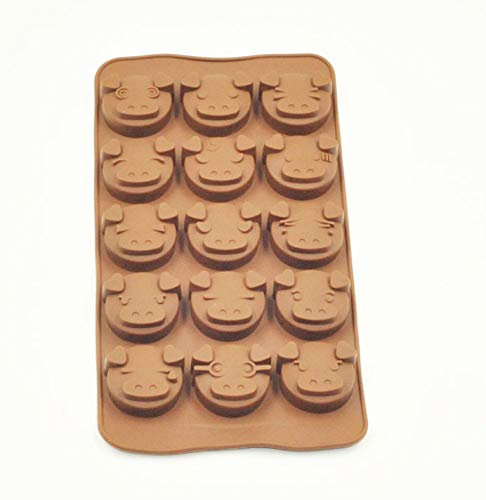 Selecto Bake Pig Faces Silicone Chocolate Mould 15 Ice Cube Soap Candle Tray Ice Cube Candy Celljelly Jelly Mold Cake Decoration Making ice Tray