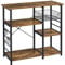 Yaheetech Baker's Rack Industrial Kitchen Island Microwave Storage Rack with Metal Mesh Basket Shelves and 6 Hooks, 90X39X84cm, Standing Coffee Bar Table Metal Frame