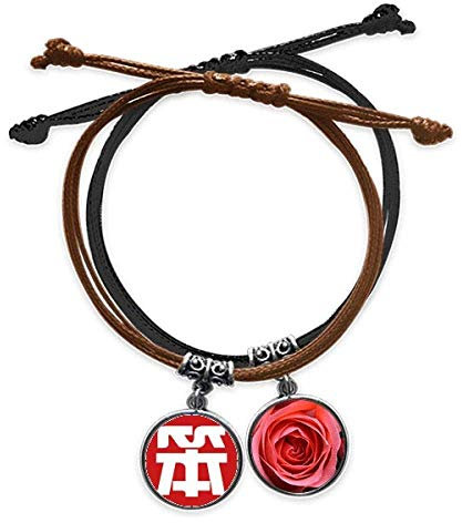 Cinese Stupido Cina Personaggio Bracciale Corda Catena A Mano In Pelle Rosa Wristband