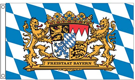 Stormflag Bayern Flagge 3x5ft Bavaria Flag 90cmx150cm Polyester 90g mit Ösen mit Doppelnadel genäht.