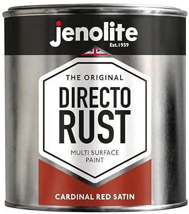 JENOLITE Directorust Satin Paint | CARDINAL RED | Multi Surface Paint | For Use On Wood, Metal, Plastic, Ceramic & Rusted Surfaces | 1 Litre (RAL 3001)