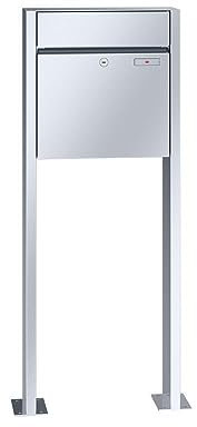 RENZ/Plan/Freistehende Briefkastenanlage Standbriefkasten / V4A-Edelstahl/Volumen 28 L/mit Fußplatten/Dein-Briefkasten.de